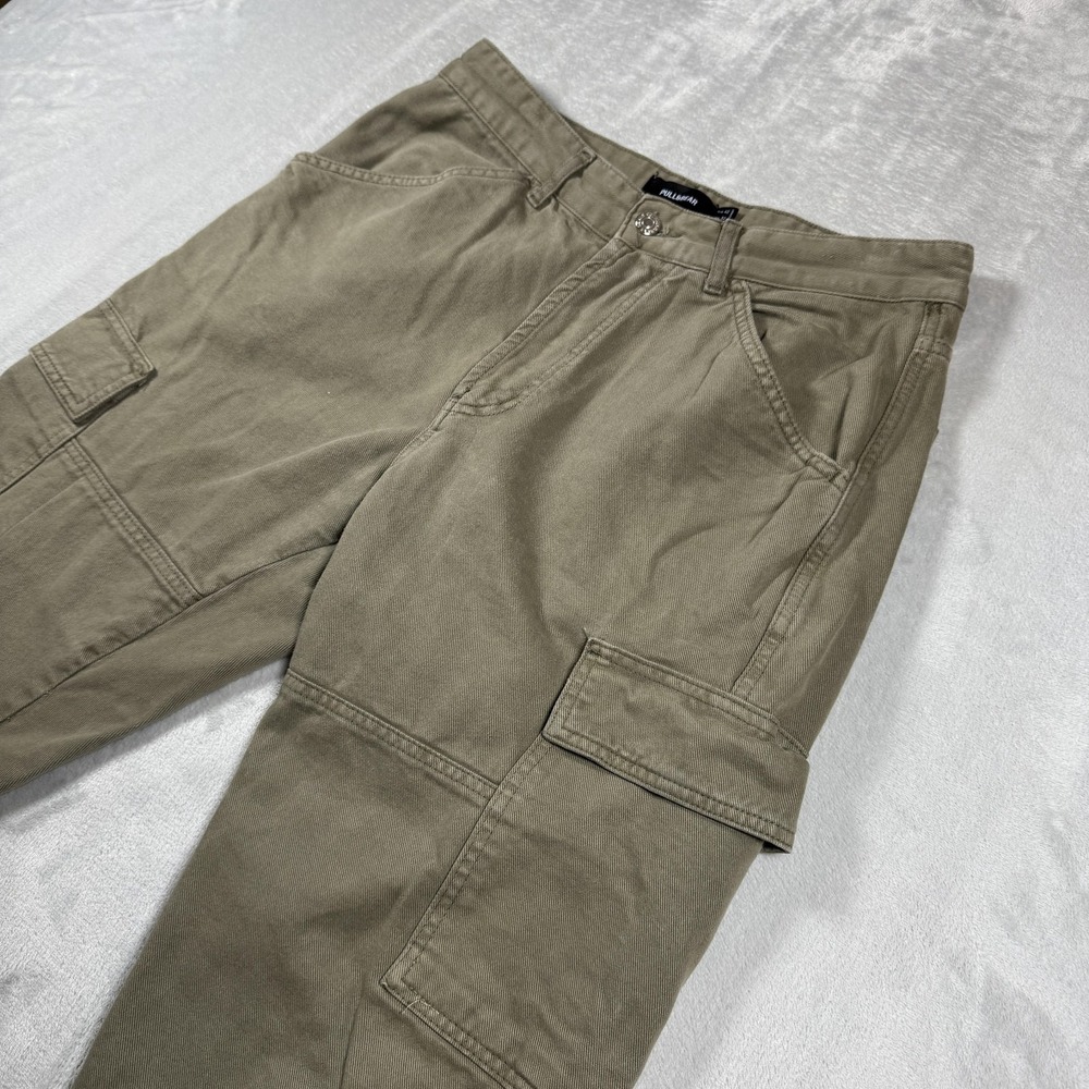 Pull&Bear Cargo Pants Mens 32 (30x30) Green Army Military Utility Pockets Casual